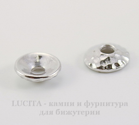 Шапочка для бусины TierraCast "Hammertone" (цвет-платина) 9х2,5 мм