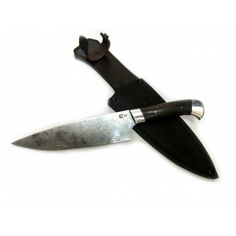Нож Шеф-повар средний, цельнометаллический, сталь D2, венге, дюраль