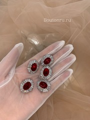 Пуговицы стразы (циркон) с красным камнем (рубин)