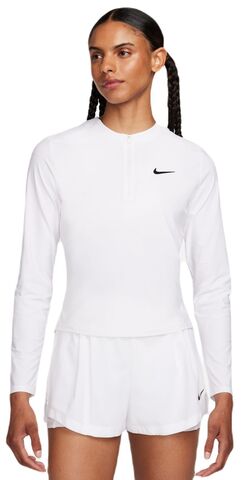 Женская теннисная футболкаNike Court Advantage Dri-Fit 1/4-Zip Tennis Mid Layer - white/black