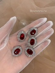 Пуговицы стразы (циркон) с красным камнем (рубин)