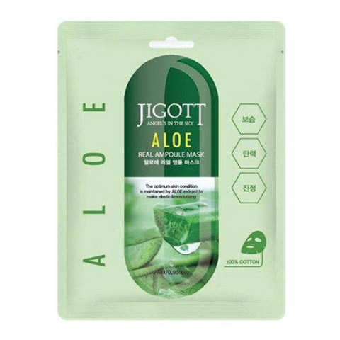Jigott Aloe Real Ampoule Mask – Тканевая маска с экстрактом алоэ