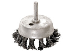 Щетка для дрели 65мм чашка со шпилькой крученая металл.проволока Matrix