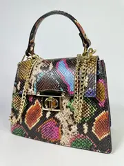 Женская разноцветная сумка из натуральной кожи