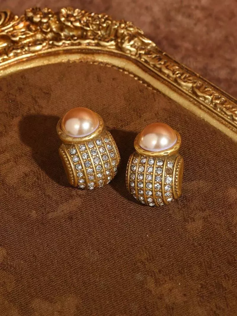 Серьги винтажные Жемчужные, Золотые