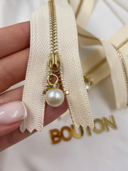 Молния светло-бежевая золото жемчуг