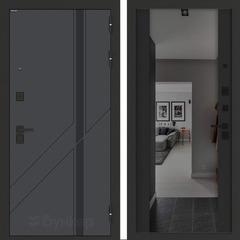 Входная металлическая дверь с зеркалом Бункер B-12 Веллюто верде / зеркало тонированное Макси ФЛЗ - 1 Кварц черный