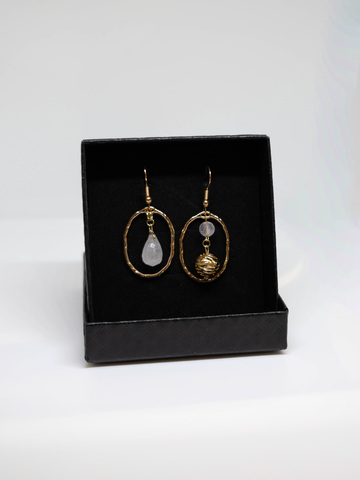 Серьги с розовым кварцем