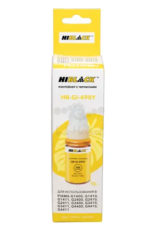 Контейнер с чернилами Hi-Black (HB-GI490) для Canon G1400, 2400, 3400, Y, 70ml