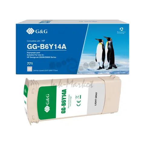 Картридж струйный G&G GG-B6Y14A 771C серый (775мл) для HP DesignJet Z6200