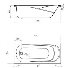 Ванна акриловая SANTEK Касабланка XL 170х80 с каркасом и сифоном