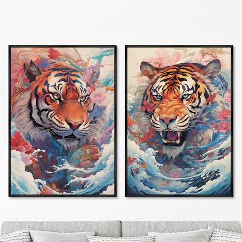 ArtNoMore - Набор из 2-х репродукций картин на холсте Soaring Tigers, 2024г.