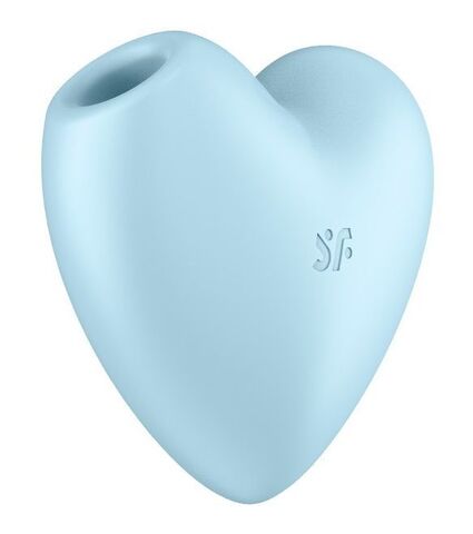 Голубой вибромассажер Cutie Heart с вакуум-волновой стимуляцией - Satisfyer 4037271