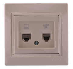 MIRA 701 0303 143 Розетка комп+тел евро крем со вставкой
