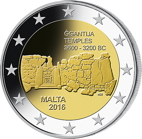 2 евро 2016 Мальта - храмы Джгантия