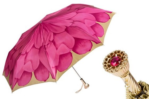 Зонт женский складной Pasotti - Pink Dahlia Folding Umbrella, Италия.