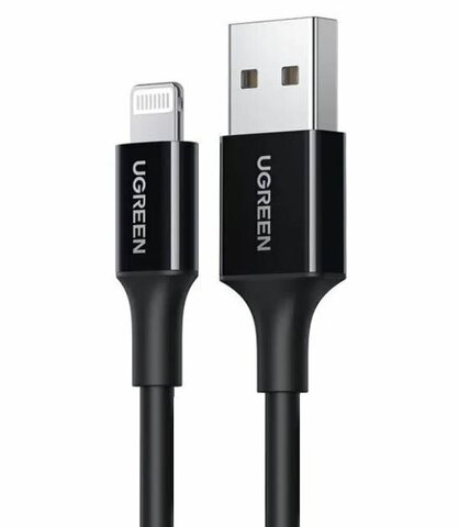 Кабель  UGREEN US155 (80822) USB-A Male to Lightning Male Cable Nickel Plating ABS Shell, 1 м, черный