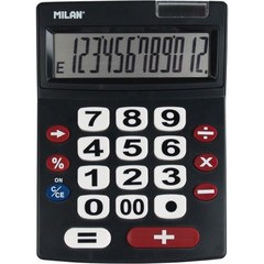 Калькулятор настольный ПОЛНОРАЗМЕРНЫЙ Milan 12-разрядный черный