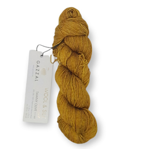 Пряжа Gazzal Wool & Silk 11144 т.оливковый (уп. 5 мотков)