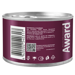 AWARD консервы для щенков от 1 месяца паштет из индейки с грушей 200г