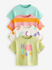 Футболка для девочки Next E65-357, 4 шт., Хаки, Бирюзовый, Молочный