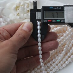 Жемчуг натуральный речной, рис, 4,8-6,5 мм, 1 нить, Ж021