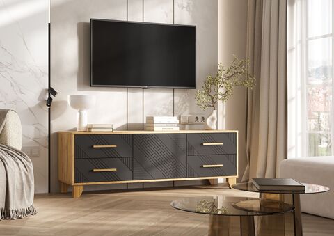 Тумба ТВ Ирис (1500) (Браш Графит, Дуб Крафт)