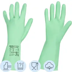 Перчатки латексные Vileda Professional с хлопковым напылением зеленые (размер 7.5-8, М, 174363)