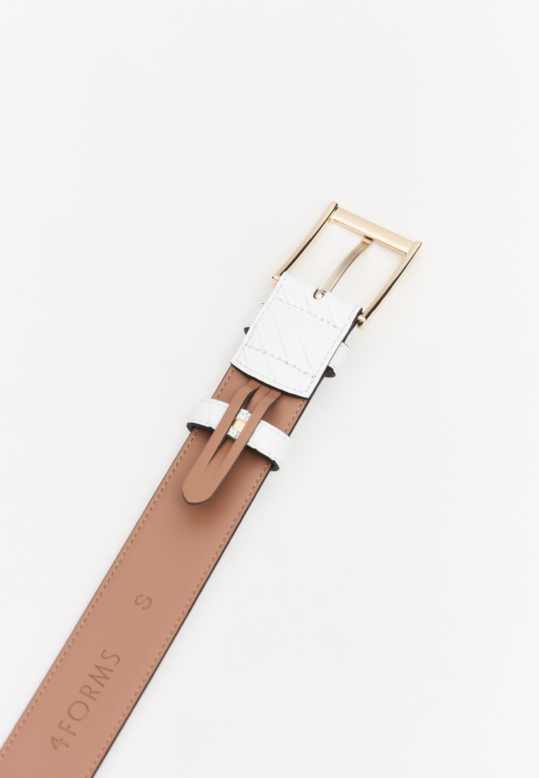 Классический ремень из кожи под рептилию, 35 мм, белый