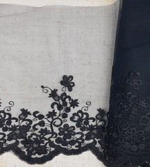 Вышивка на сетке, ш. 36 см, чёрный