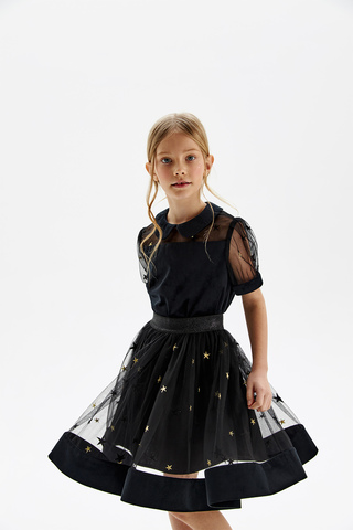 Блузка из бархата с вышивкой "звёзды" Silver Spoon