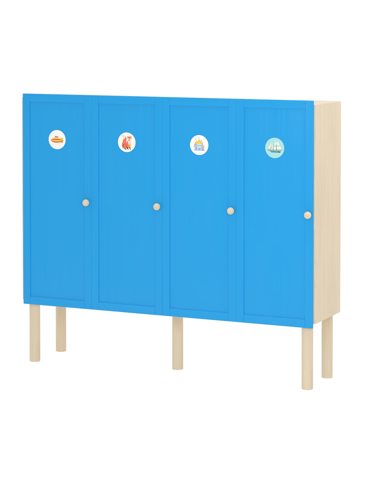 Шкаф для раздевалки 4 секции / синий