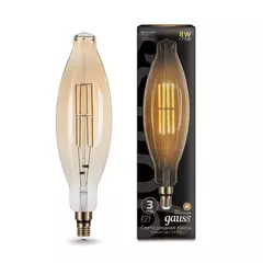 Лампа Gauss LED Filament BT120 6W E27 780lm 2400K golden straight 155802008