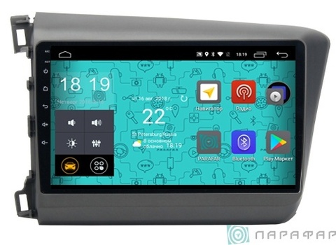 Штатная магнитола 4G/LTE Honda Civic 12-16 Android 7.1.1 Parafar PF132