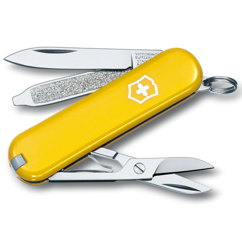 Нож-брелок Victorinox Classic Yellow (0.6223.8) 7 функций, 58 мм. в сложенном виде, цвет жёлтый | Wenger-Victorinox.Ru