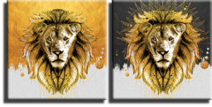 Модульная картина "Золотые львы"