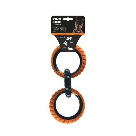 M-PETS Игрушка для собак кольцо RIN G KING тройное, цвет черный/оранжевый