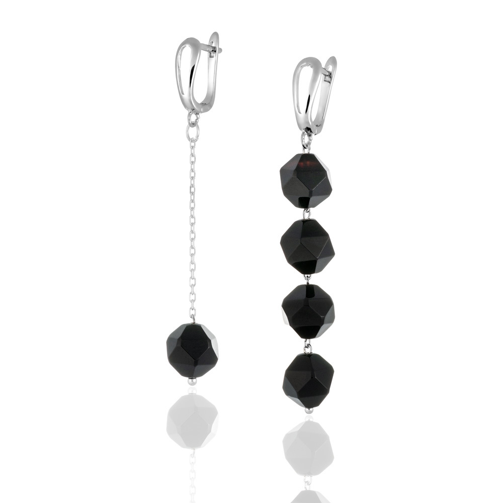 Серьги асимметричные из оникса