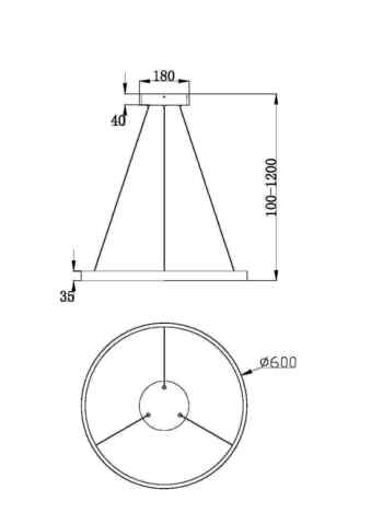 Подвесной светодиодный светильник Maytoni Rim MOD058PL-L32BK