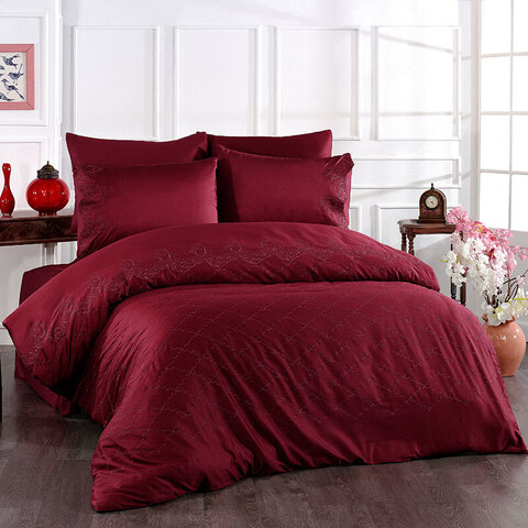 Постельное белье 2 спальное евро Grazie home Vianova бордовое