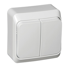 Schneider Electric ЭТЮД Белый Выключатель 2-клавишный открытая установка BA10-002B