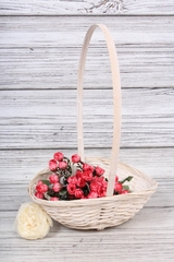 Корзина плетеная с ручкой (бамбук), Белый, D=19 см, H=5 см, 1 шт.