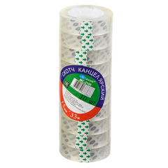 
          Клейкая лента тонкая канцелярская 15 мм (узкий), 33 м, 10 шт, скотч маленький прозрачный MC-Basir, односторонний