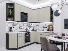 Угловая модульная кухня Фьюжн-04 Silky Grey - Graphite 2340*2200/1800*600