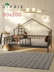 Кровать-домик односпальная 90х200 Локи с настилом из массива сосны для детской комнаты
