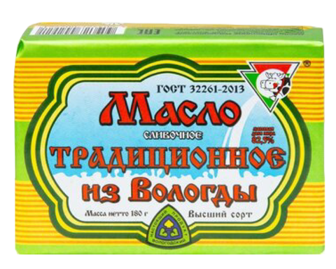 Масло сливочное Традиционное 82,5% 180гр
