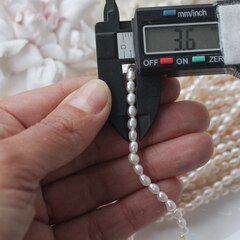 Жемчуг натуральный речной, рис, 4,4-4,8 мм, 1 нить, Ж019