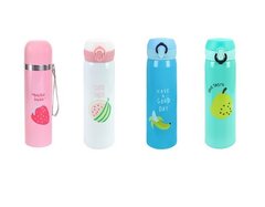 Термос с крышкой- защелкой, Милые фрукты, 500 мл, розовый