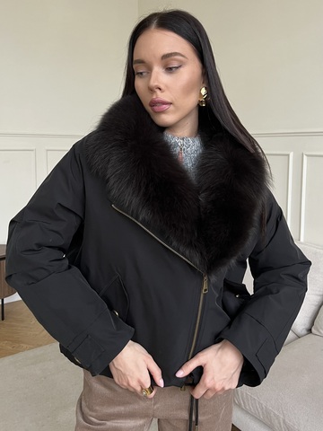 Парка Extra Lux с натуральным мехом черный
