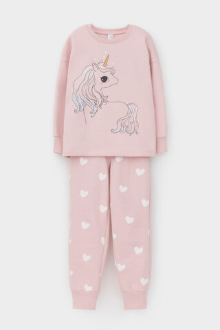 пижама  для девочки  К 1567/розовый жемчуг,сердечки